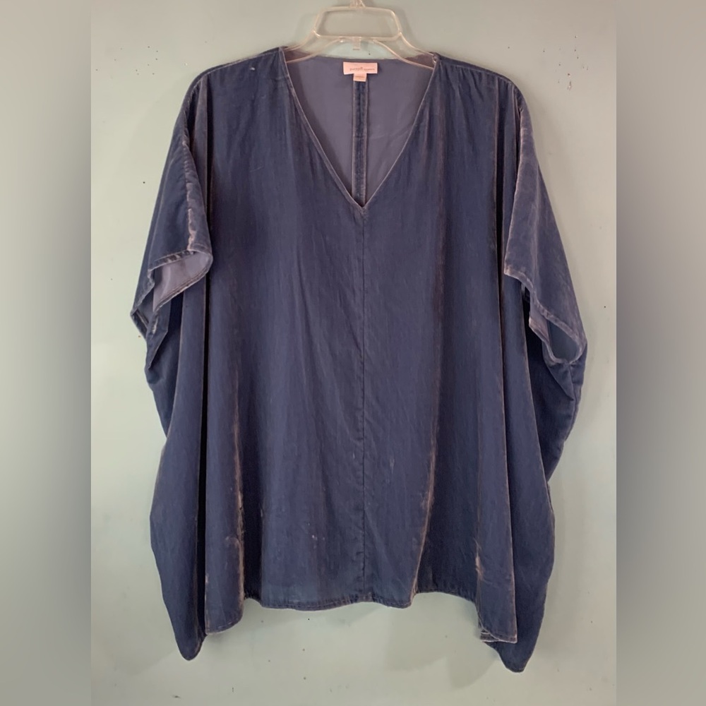 Pure Jill Elements blue velvet oversized top, size S